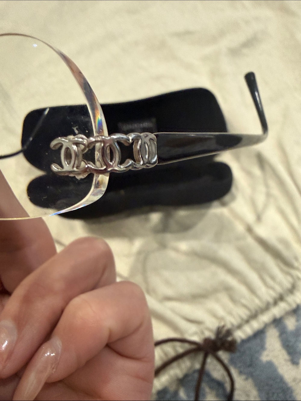 CHANEL Rimless Glasses with Silver Accents and Black Temples - Picture 5 of 8